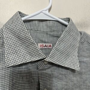 Isaia Napoli Men’s Dress Shirt Men’s Size 17/43 Cotton gray and white check